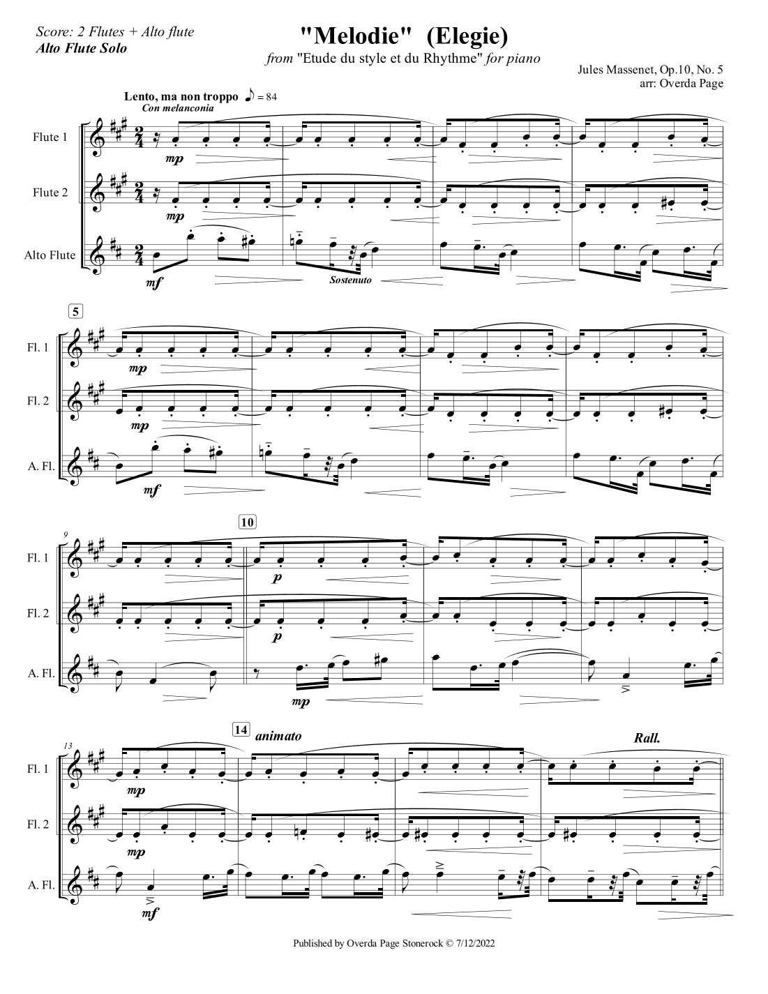 Melodie (Elegie) (arr. Overda Page)