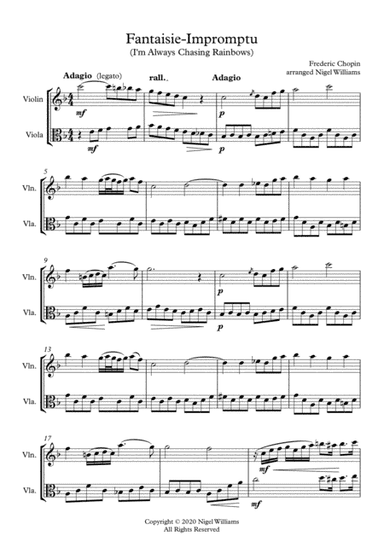 I'm Always Chasing Rainbows, Duet for Violin and Viola (arr. Nigel Williams)