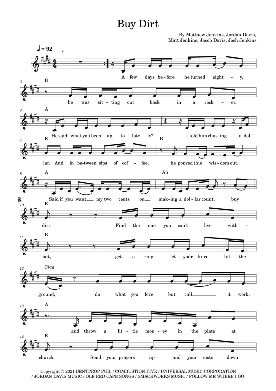 Buy Dirt (arr. Ben Clapton)