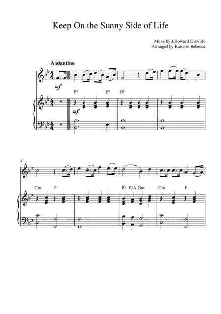 Keep On the Sunny Side of Life (oboe solo and piano accompaniment) (arr. Kaiserin Rebecca)