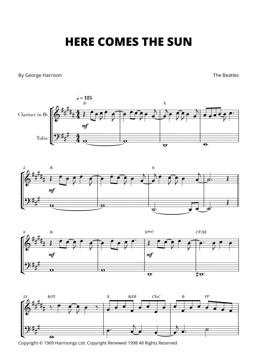 Here Comes The Sun (arr. Cadenza Editions)