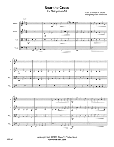NEAR THE CROSS - STRING QUARTET (or 3 Violins & Viola) - unaccompanied (arr. Glen Poehlmann)