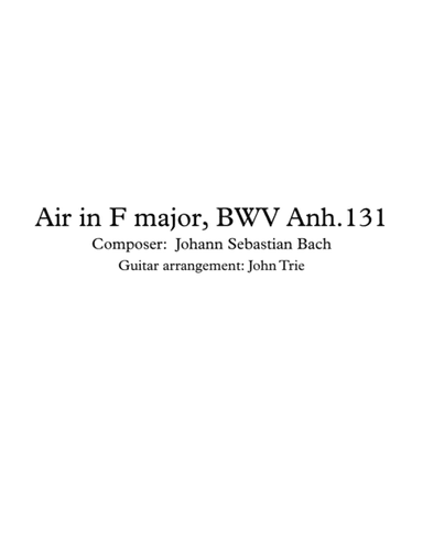 Air in F major, BWV Anh 131 (arr. John Trie)