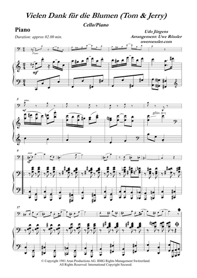 Vielen Dank Fur Die Blumen (arr. Uwe Roessler / Rössler / Rassler)