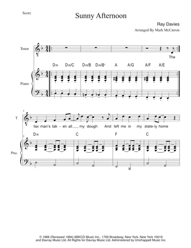 Sunny Afternoon (arr. Mark McCarron)