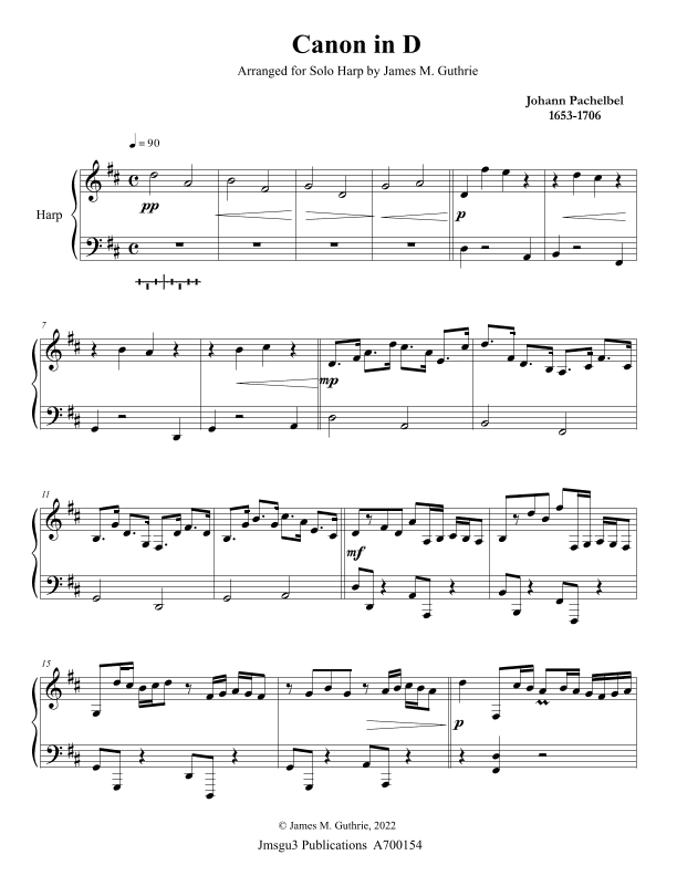 Pachelbel: Canon in D for Solo Harp (arr. James M. Guthrie)
