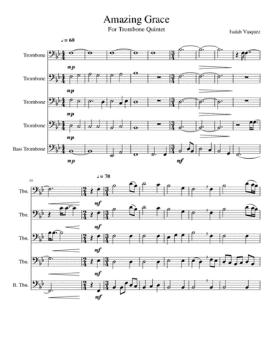 Amazing Grace for Trombone Quintet (arr. Isaiah Vasquez)