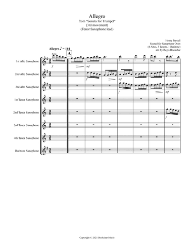 Allegro (from "Sonata for Trumpet") (Bb) (Saxophone Octet - 3 Alto, 4 Tenor, 1 Bari) (Tenor lead) (arr. Regis Bookshar)