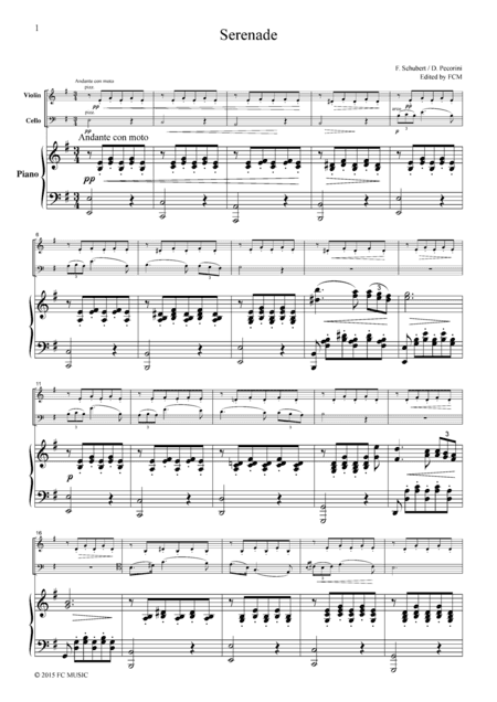 Schubert Serenade, for piano trio, PS104 (arr. FCMUSIC)