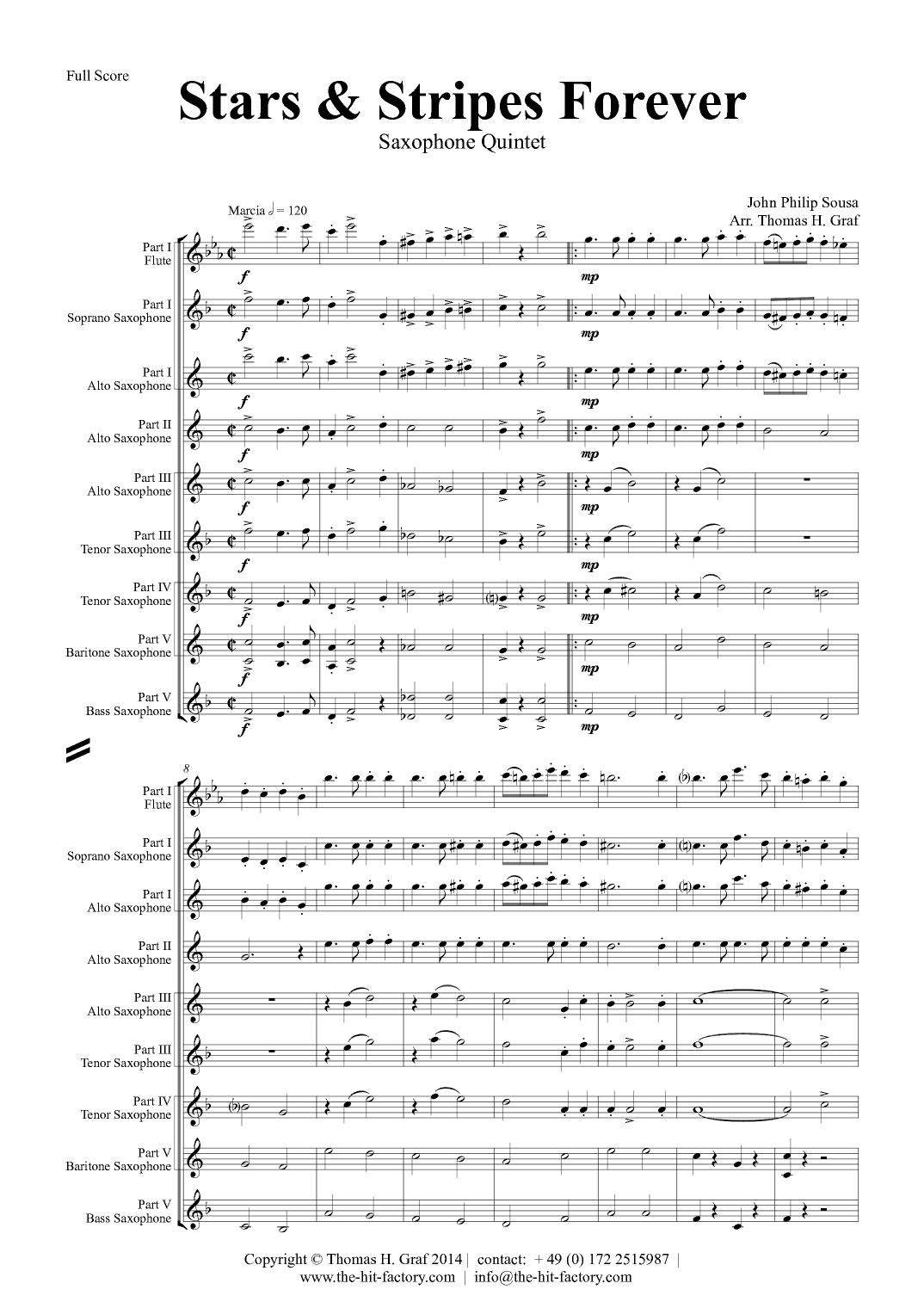 Stars and Stripes forever - Sousa - Saxophone Quintet (arr. Thomas H. Graf)