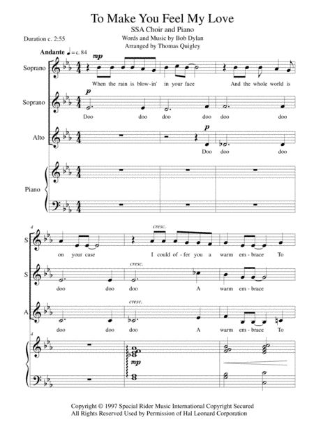 To Make You Feel My Love (arr. Thomas Quigley)