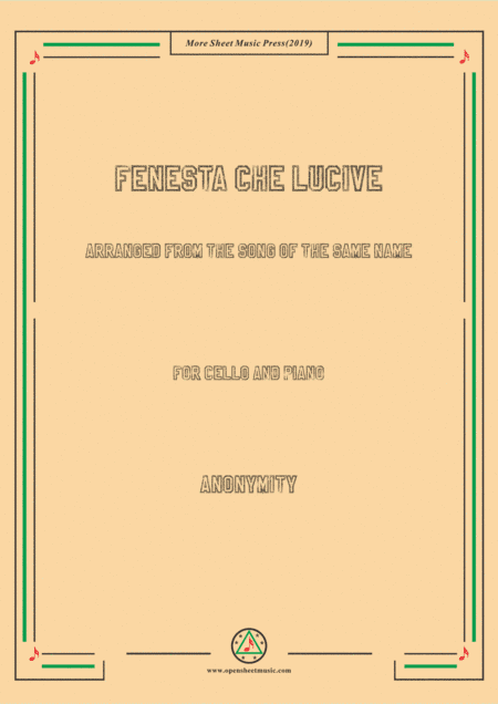 Louis-Fenesta che lucive,for Cello and Piano (arr. MSM)