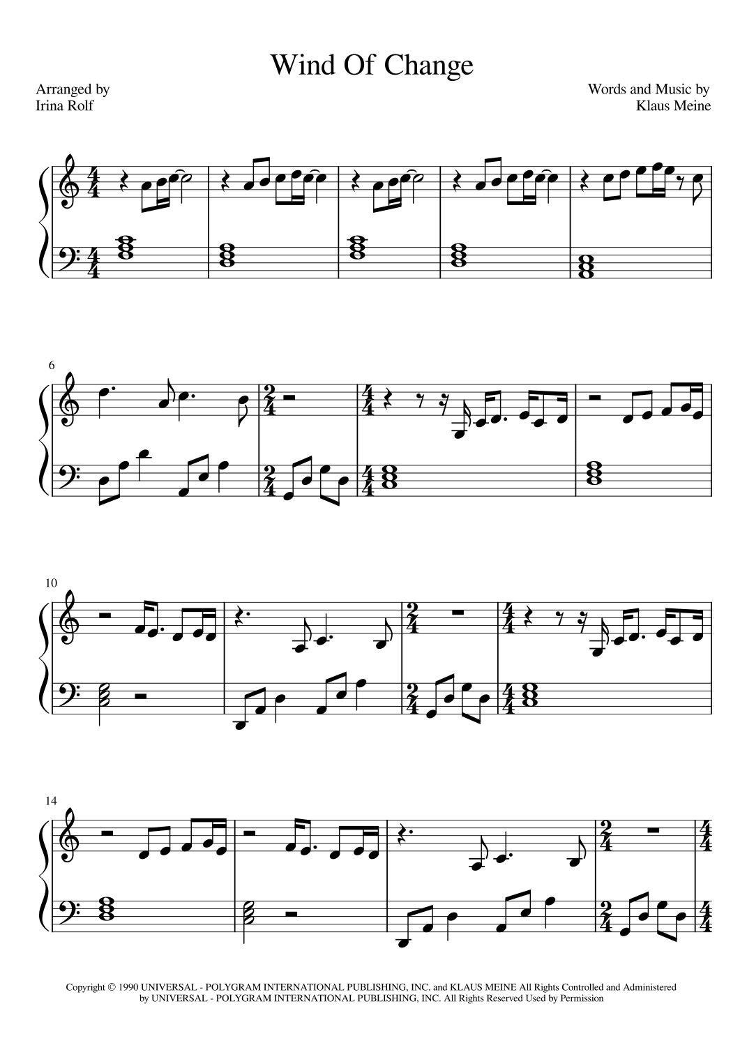 Wind Of Change (arr. Irina Rolf)