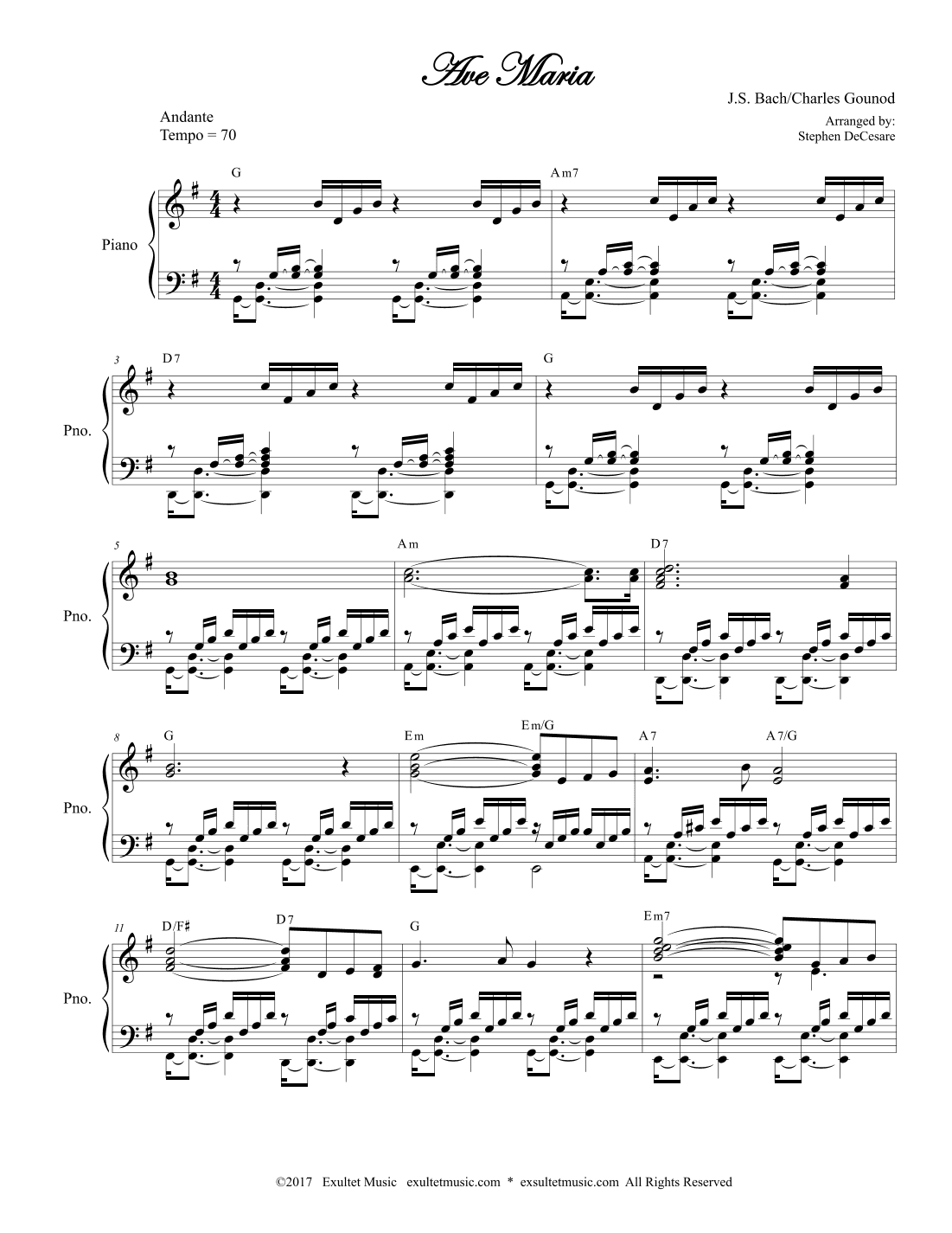 Ave Maria (Piano solo) (arr. Stephen DeCesare)