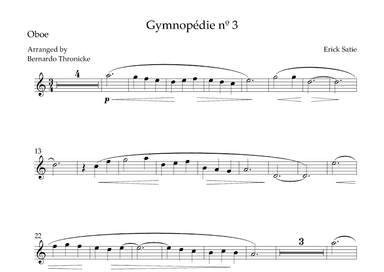 Gymnopédie nº 3 - For Oboe (arr. Bernardo Thronicke)