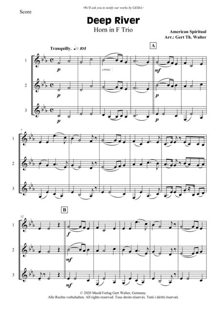 Deep River (arr. Gert Th. Walter)