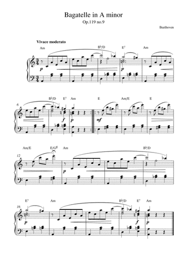 Bagatelle in A minor (Op.119 no.9) (arr. Kaiserin Rebecca)