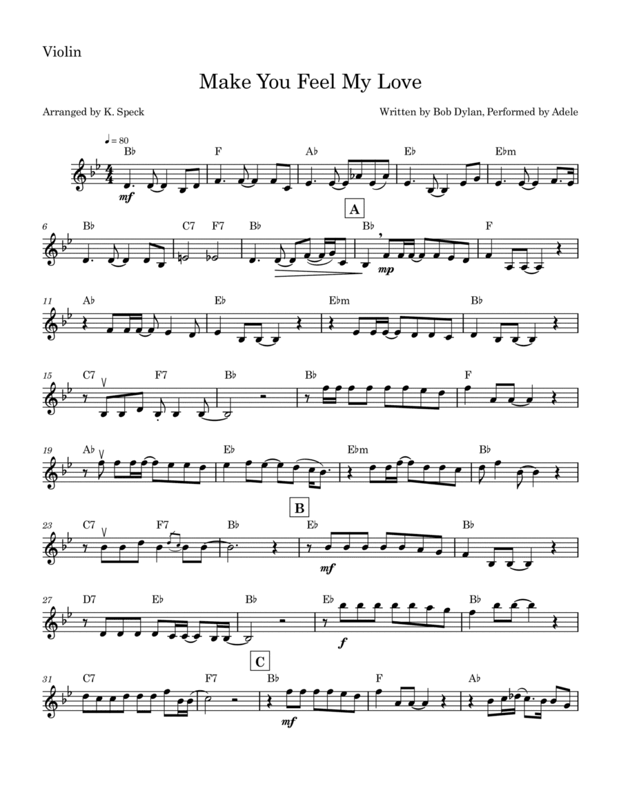 Make You Feel My Love (arr. K. Speck)