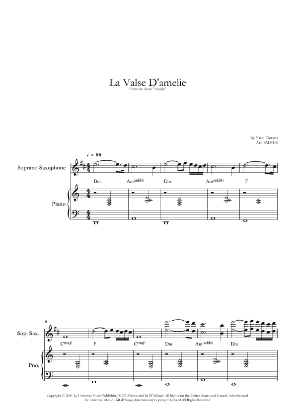 La Valse D'amelie (arr. SMMUS)