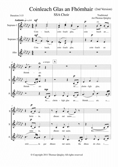 Coinleach Glas an Fhómhair (2nd Version) (arr. Thomas Quigley)