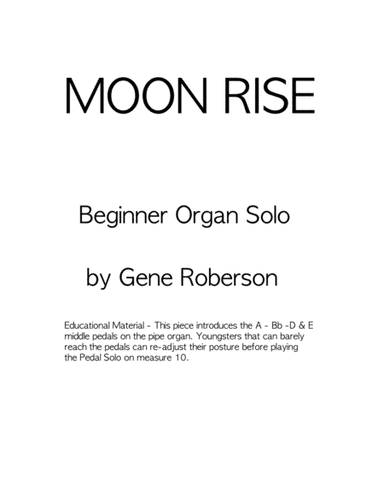 Moon Rise  Organ Solo (Beginner)