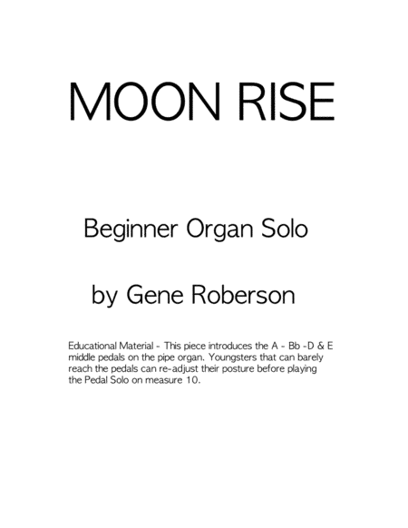 Moon Rise  Organ Solo (Beginner)