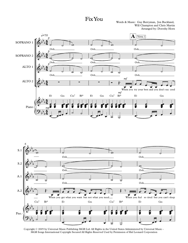 Fix You (arr. Dorothy Horn)