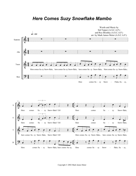 Here Comes Suzy Snowflake Mambo (arr. Mark James Meier (ASCAP))