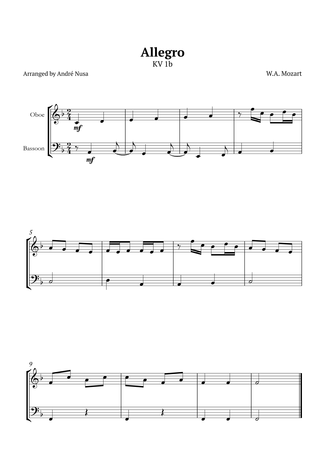 Allegro K1b (arr. André Nusa)