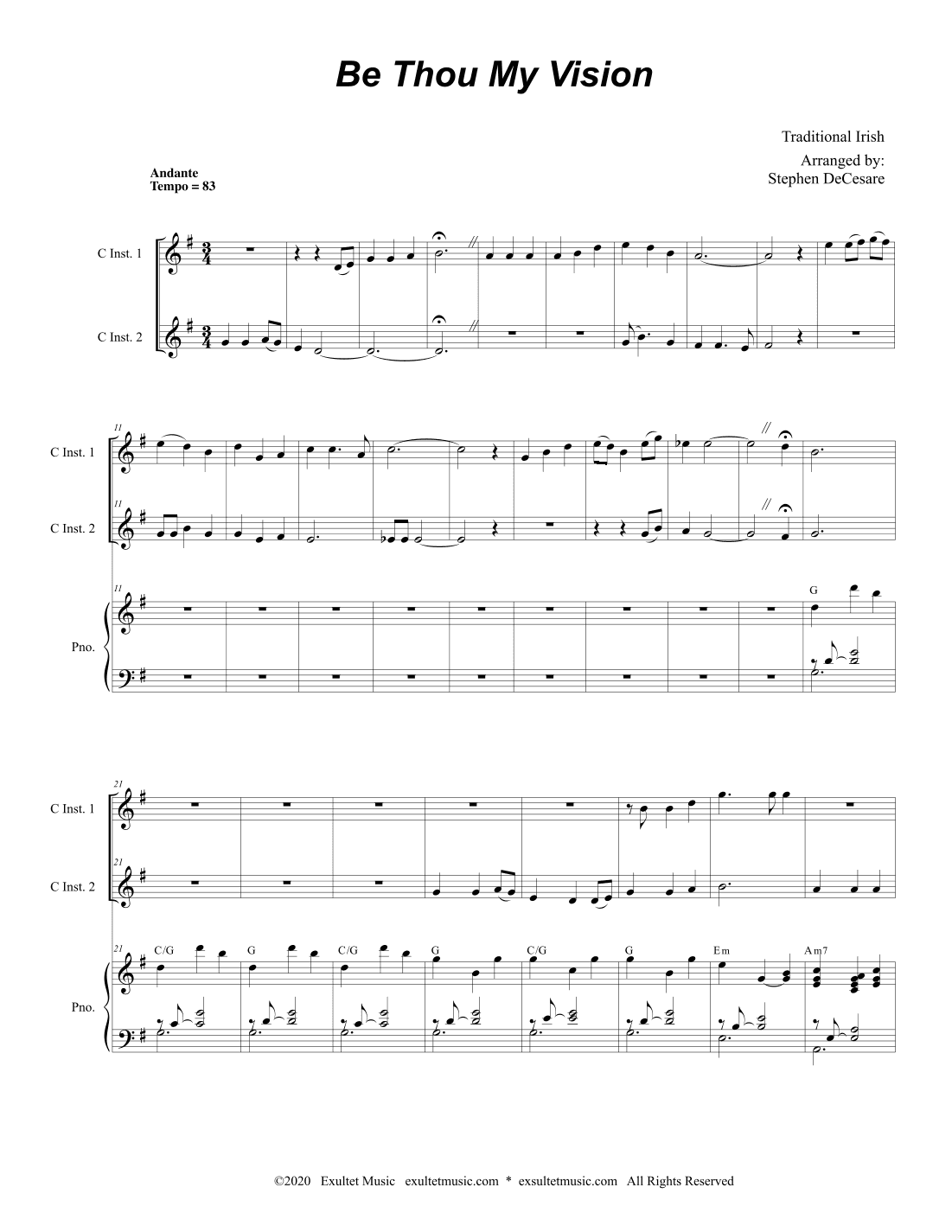 Be Thou My Vision (Duet for C-Instruments) (arr. Stephen DeCesare)
