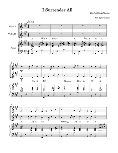 I Surrender All (Violin Duet and Piano) (arr. Tyler Adams)
