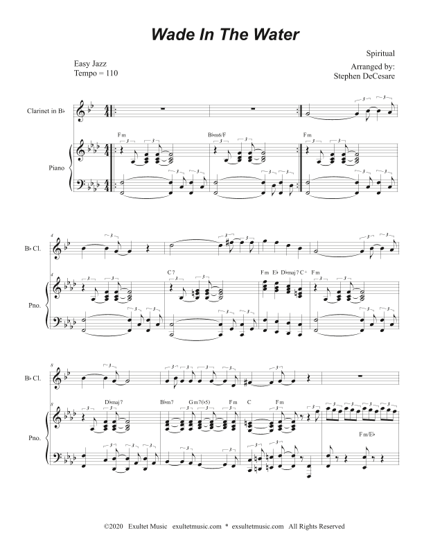 Wade In The Water (for Bb-Clarinet solo and Piano) (arr. Stephen DeCesare)
