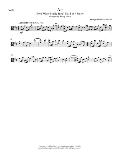 Air from Water Music for Viola Solo (arr. Sherry Lewis)