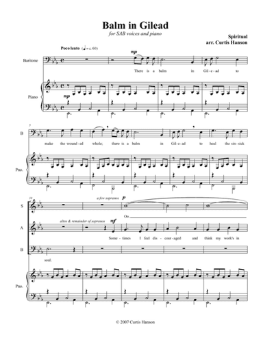 Balm in Gilead (SAB) (arr. Curtis Hanson)