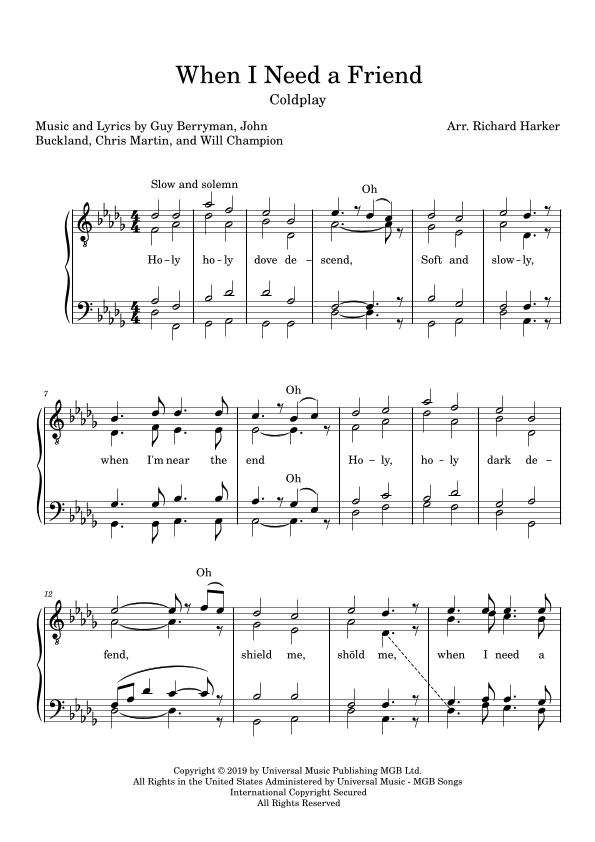 When I Need A Friend (arr. Richard Harker)