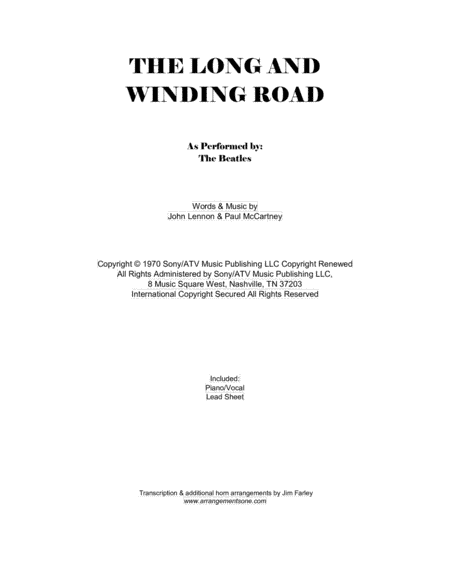 The Long And Winding Road (arr. Jim Farley www.arrangementsone.com)