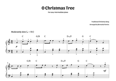 O Christmas Tree (easy-intermediate piano – C major) (arr. Bernardo Pereira)