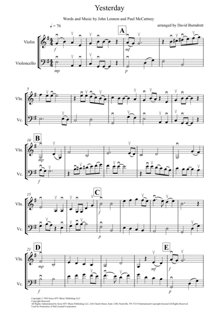 Yesterday (arr. David Burndrett)