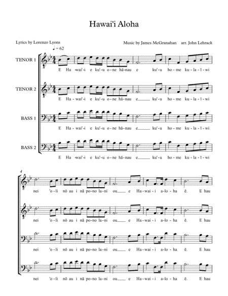 Hawai'i Aloha (arr. John Lehrack)