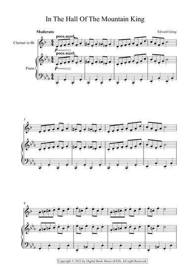 In The Hall Of The Mountain King - Edvard Grieg (Clarinet + Piano) (arr. Digital Book Music)