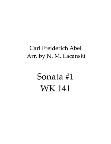 Sonata #1 WK141 (arr. Nick M Lacanski)