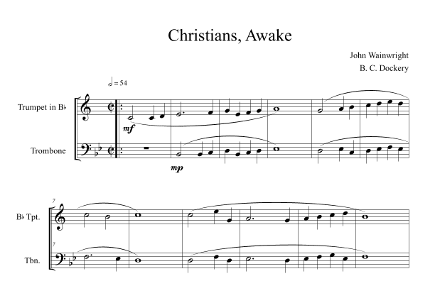 Christians Awake (Trumpet and Trombone Duet) (arr. B. C. Dockery)