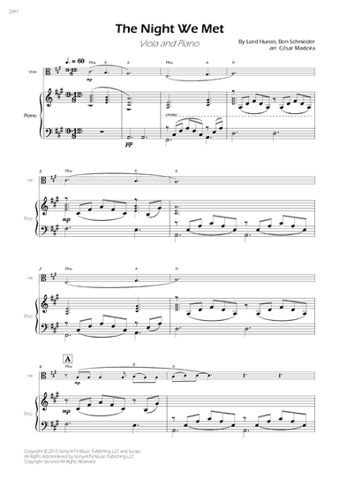 The Night We Met (arr. César Madeira)