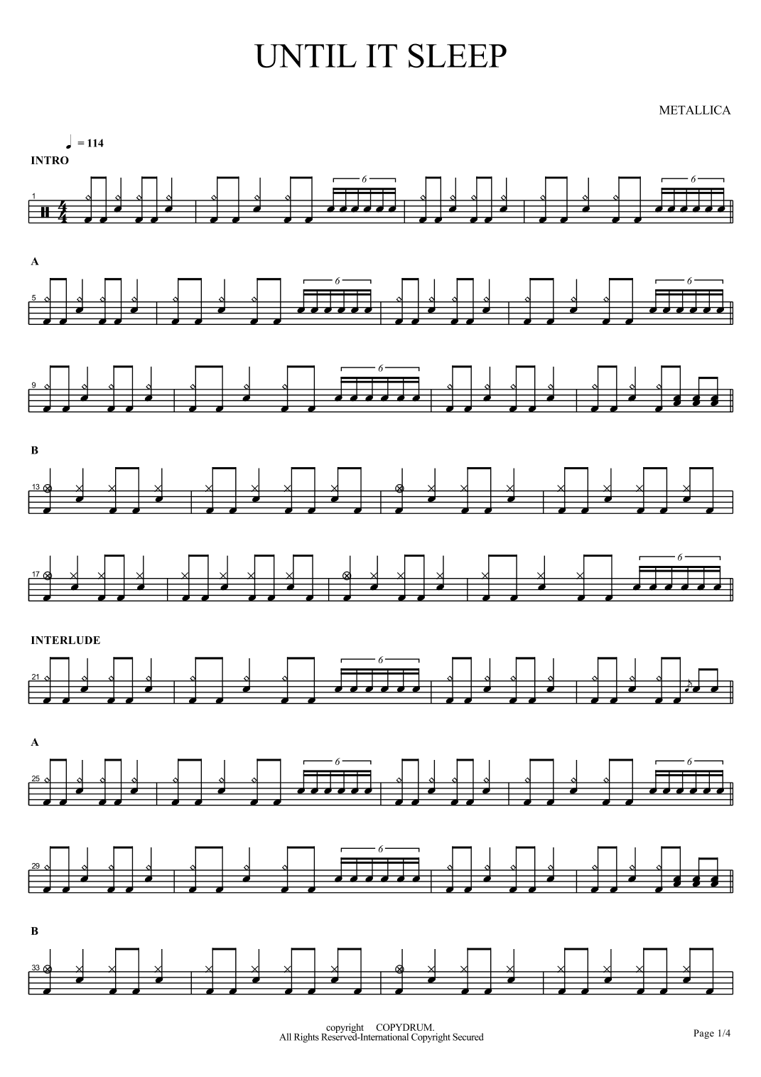 Until It Sleeps (arr. COPYDRUM)