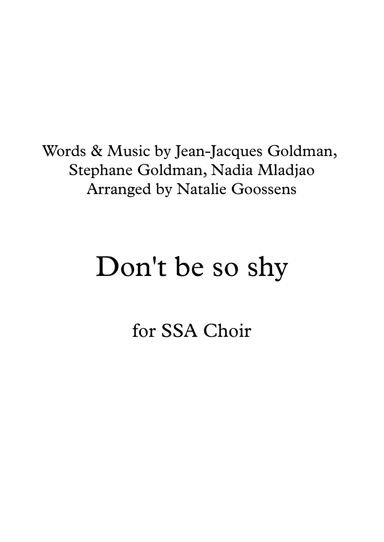 Don't Be So Shy (arr. Natalie Goossens)