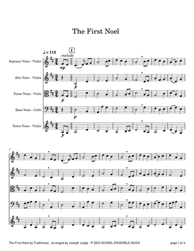 The First Noel for String Quartet in Schools (arr. Joseph Judge)