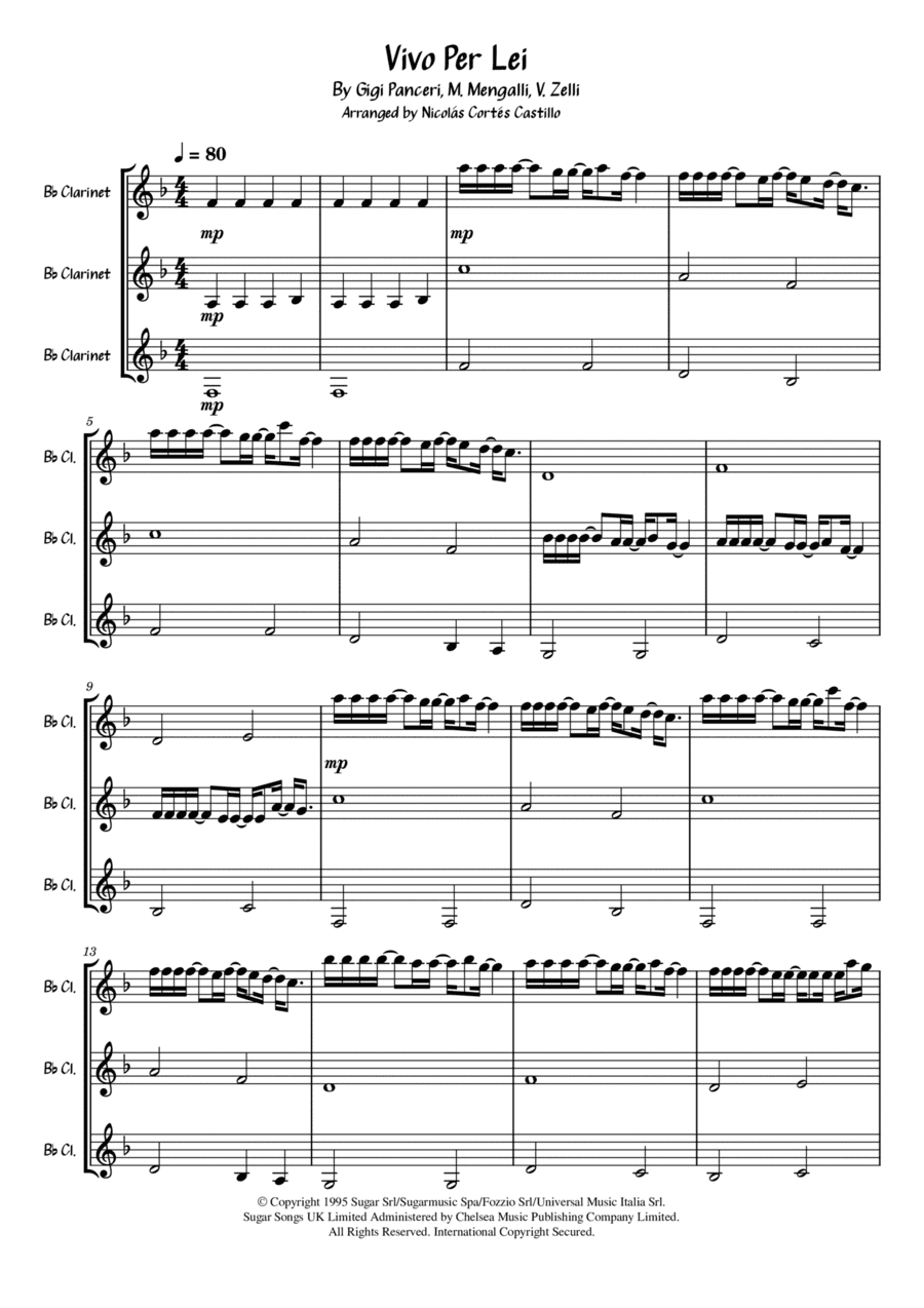 Vivo Per Lei (arr. Nicolás Cortés Castillo)