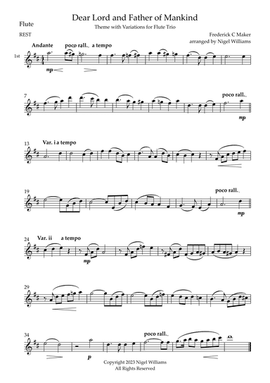 Dear Lord and Father of Mankind, for Flute Trio (arr. Nigel Williams)