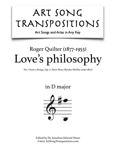 Love's Philosophy, Op. 3, No. 1 (arr. ArtSongTranspositions.com)