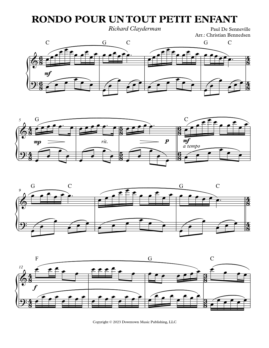 Rondo Pour Un Tout Petit Enfant (arr. Christian Bennedsen)